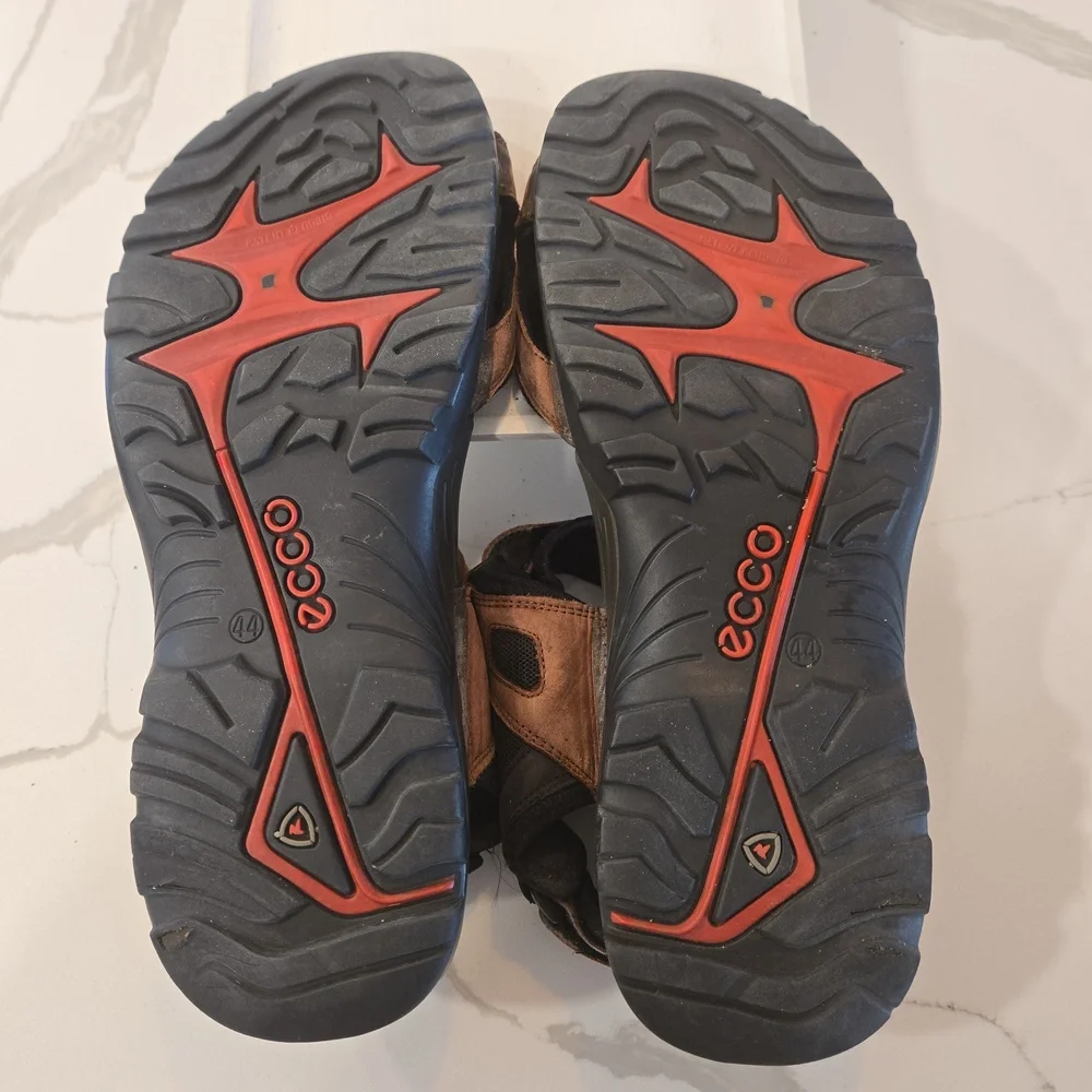 Ecco Yukatan Offroad Leather Leather Hiking Water Sandals Mens Size 44 Brown